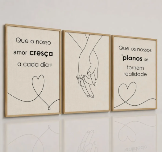 Quadro Decorativo Frases Quarto De Casal Maos Dadas 62x30
